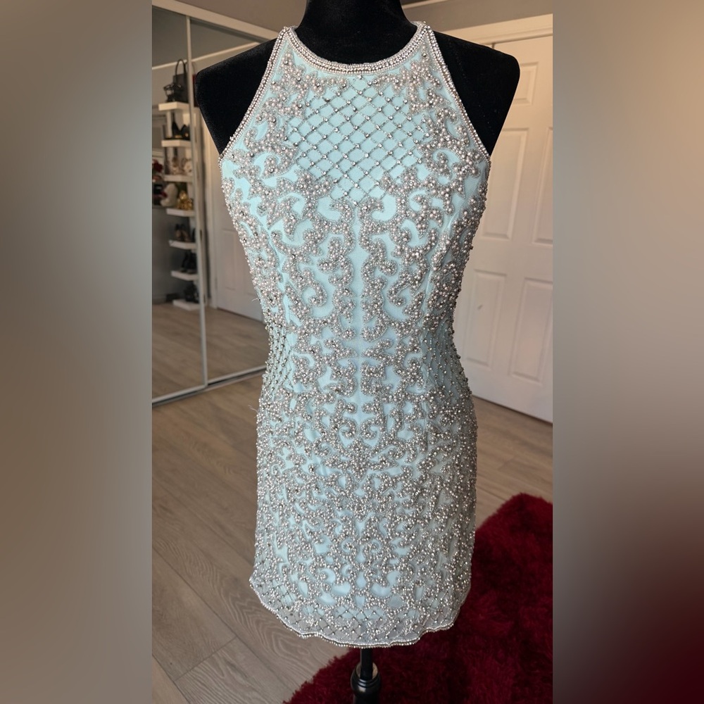 Sherri Hill Light Blue Mini Dress